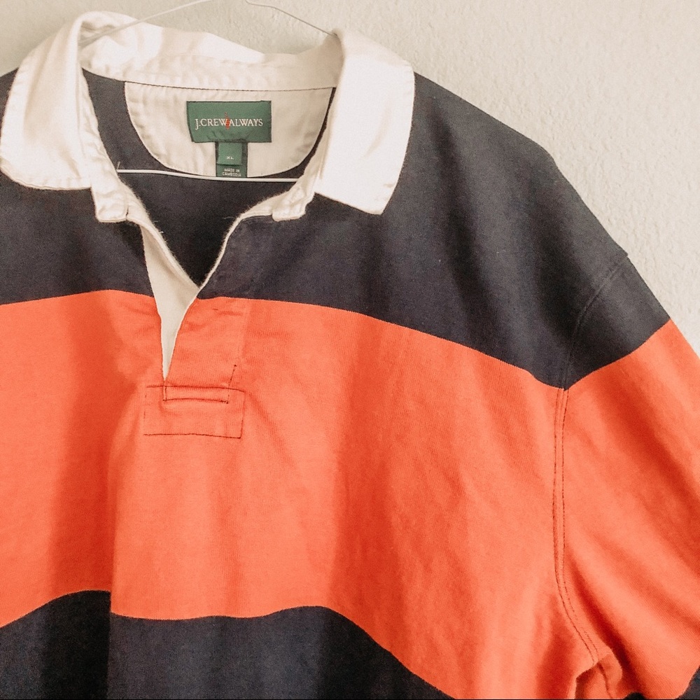 J. CREW ALWAYS Rust/Navy Long Sleeve Crop Polo. Size XL